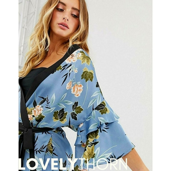 MISSGUIDED // kimono wrap floral ruffle jacket - Picture 7 of 10